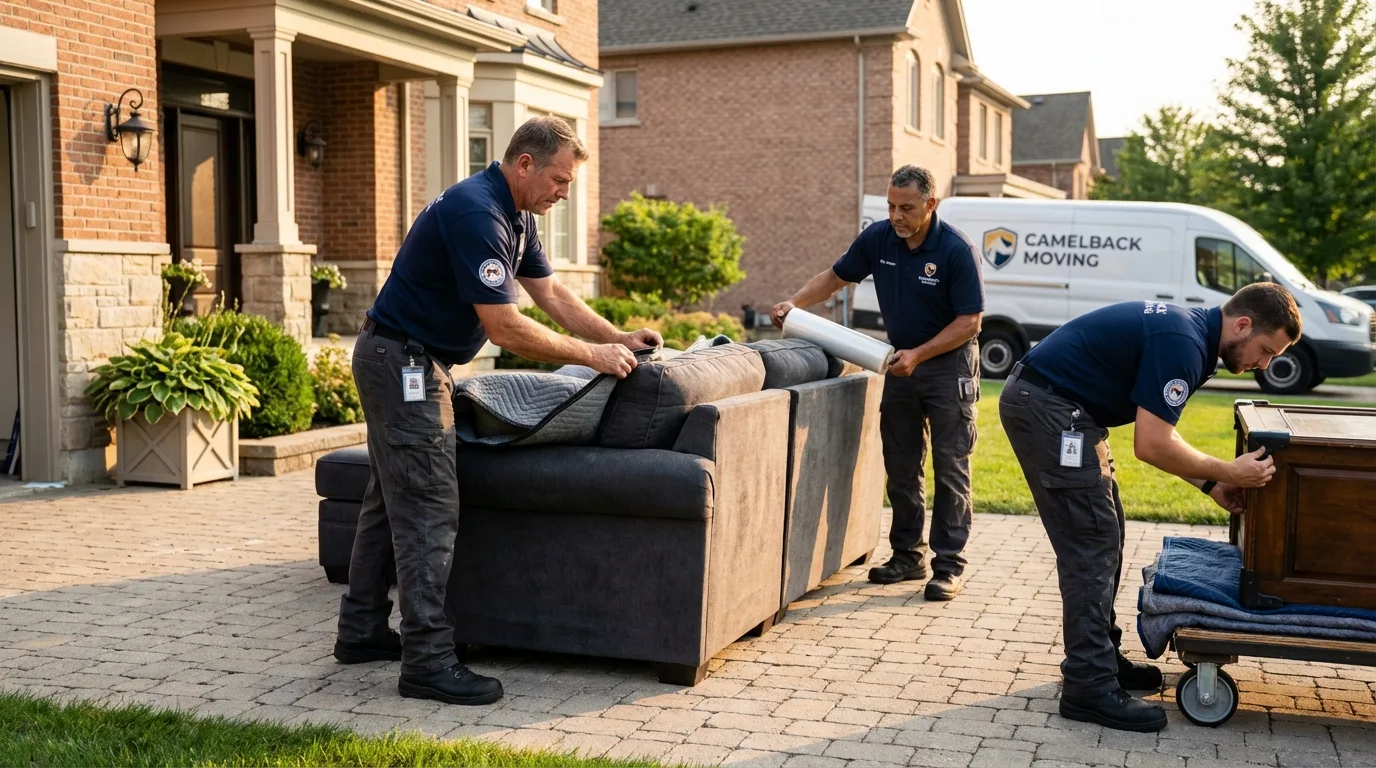 Large estate moving crew wrapping furniture in Avila Beach, CA