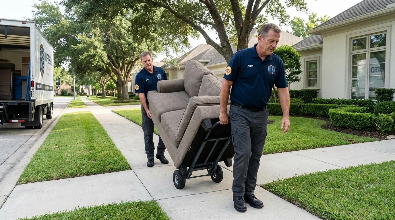 Local residential moving crew loading furniture in Avila Beach, CA